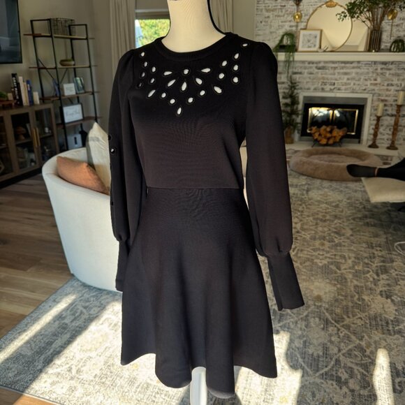 *NWOT* Express Eyelet Lace Fit and Flare Sweater Dress - Picture 3 of 7